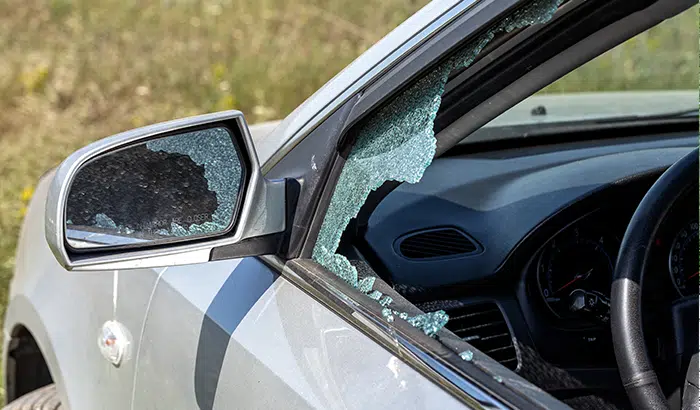 broken car window glass