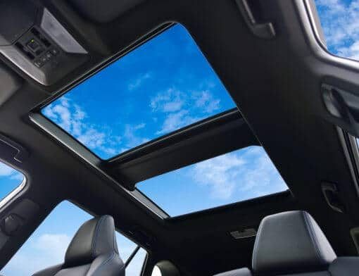 Sunroof in 2019 Toyota RAV4, allowing natural light into the car interior.